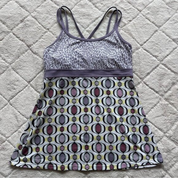 Prana | Purple & Gray Kaley Yoga Tunic Tank Shelf Bra Straps | Size Medium - Picture 1 of 12
